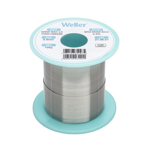 Weller - Weller T0051388499 WSW 0,5 mm SAC305 - L0 - 100 gr Kurşunsuz Lehim Teli